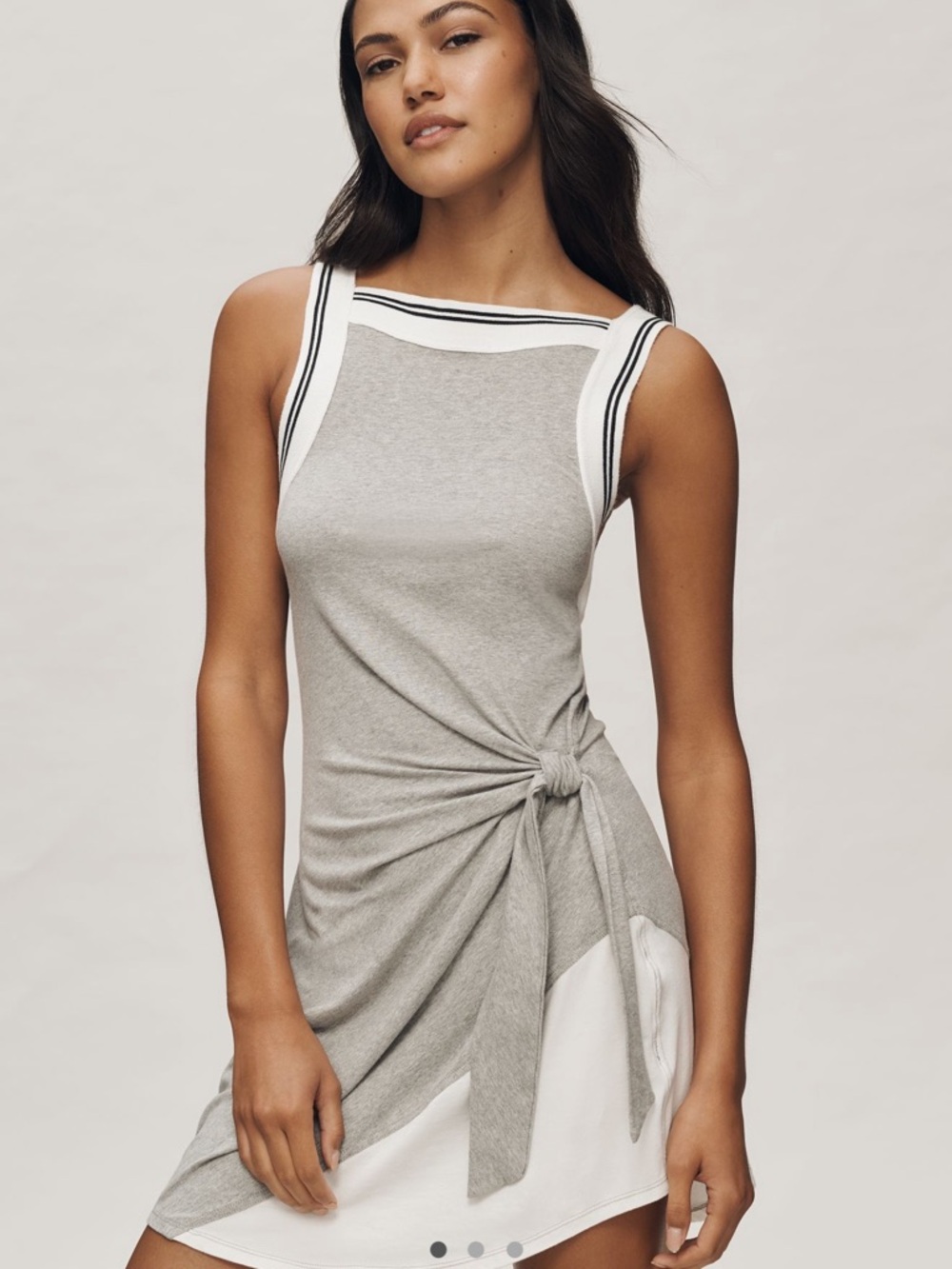 Anthropologie Daily Practice Gray mini Tank Dress Sporty Side Tie NWT Sz Large